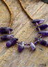 Boho Necklace, Choker Necklace, Amethysts, Natural Stone Beads, Seeds